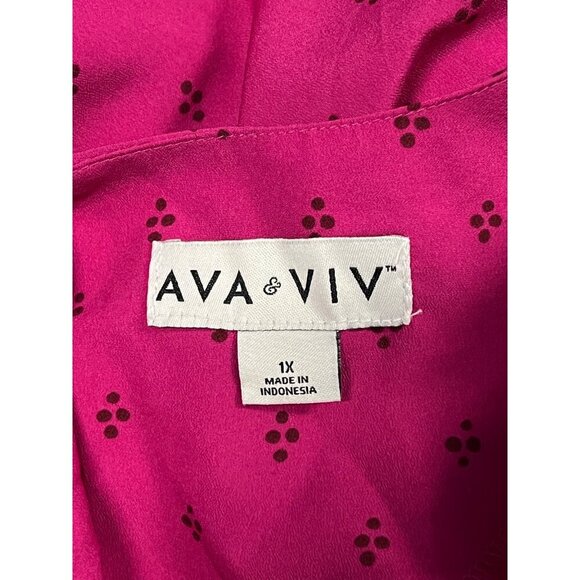 Ava & Viv Women Plus Size Ruby Pink Long Ruffle Sleeve Blouse 1X 16W 18W NWT New - Picture 8 of 10